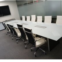 White Glass 14ft Conference Table Grigio Base c
