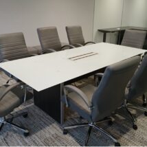 White Glass 8ft with gray base