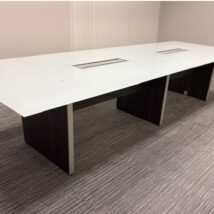 White Glass Conference Table 12ft Gray base
