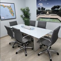 White Glass Conference Table 8ft