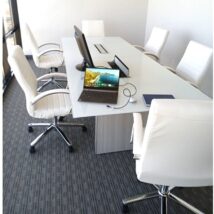 White Glass Table 10ft with Blanc de gris base