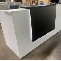 White LED Reception desk 6ft with Espresso Overlay