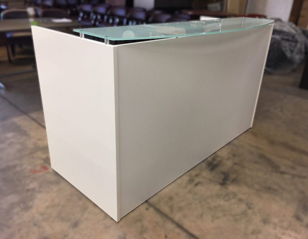 White Reception Desk with Glass White Reception Desk with Glass