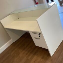 White Reception Desk with Glass Top
