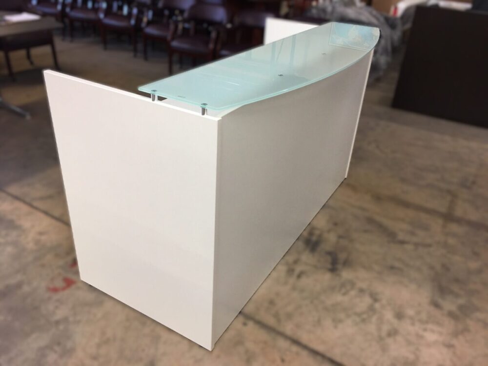 White Reception Desk with Glass top K
