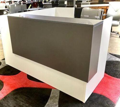 White Reception Desk with Gray Overlay