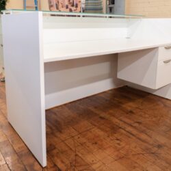 White Reception Desk with glass counter top