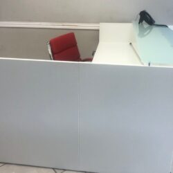White Reception L Shape with Glass Counter top