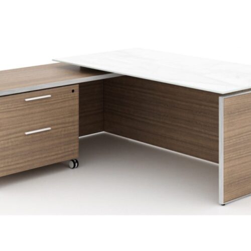 Glass Top L-Shape Desk | COR102