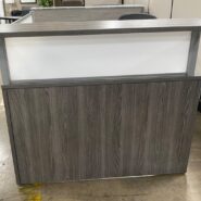 4ft Reception Desk Gray finish with White acrylic screen