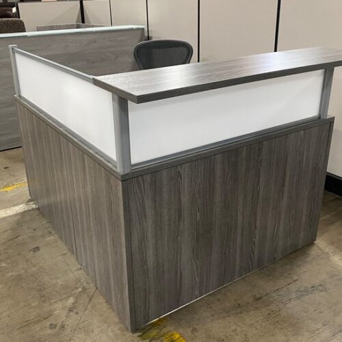4ft Reception Desk Gray finish with White acrylic screen