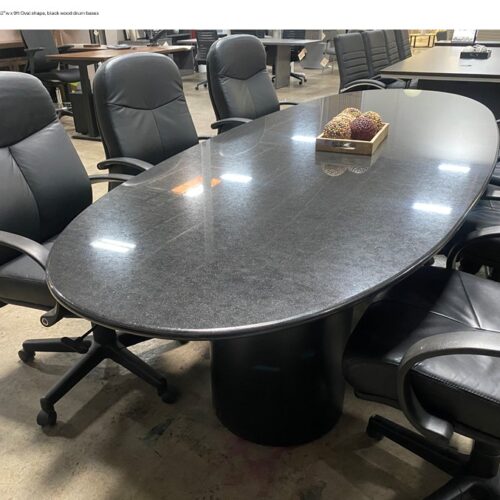 Preowned Black Granite Conference Table