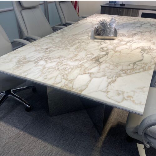 Pre owned white marble conference table UMCT13
