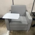 Accent Chair with Tablet Arm-Gray Vinyl