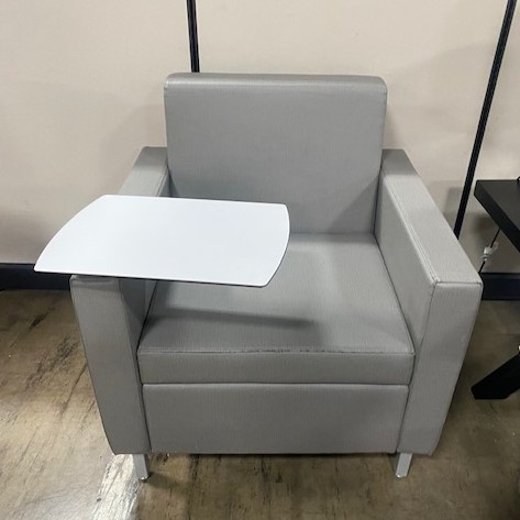 Accent Chair with Tablet Arm-Gray Vinyl