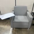 Accent Chair with Tablet Arm-Gray Vinyl