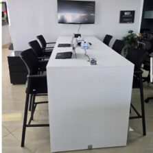8ft x 42in high Bar Height Table in Blanco and Grigio Gray
