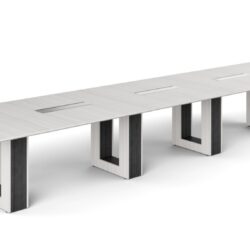Blanc De Gris Conference Table with O Leg Bases
