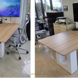 Conference Table with TV Wall in Miele and Blanco base