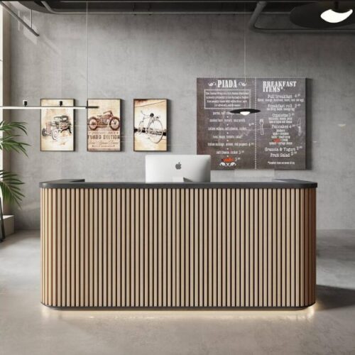 Curved Reception Desk with LED Lights | WE015