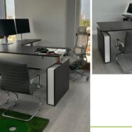 Electric L Shape with Acrylic Modesty in Grigio and Blanco