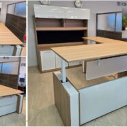 Electric L Shape with Glass and Acrylic Modesty in Miele and Blanco