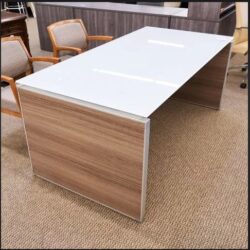Glass Top Desk with Noce base