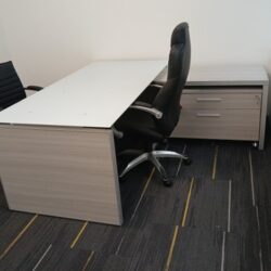 Glass Top L Shape with Blanc de Gris finish