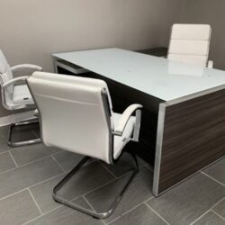 Glass top L shape with gray finish