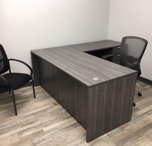 Gray L shape desk