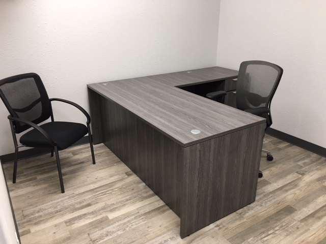 Gray L shape desk