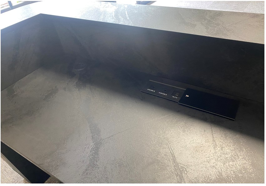 Reception Desk Black and Gray with LED lights g Reception Desk Black and Gray with LED lights g