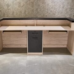 Reception Desk Travertine Texture and Black 78 and 86in long d