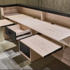 Reception Desk Travertine Texture and Black 78 and 86in long e
