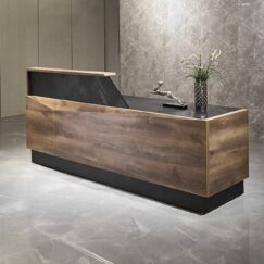 Reception Desk Warm Oak and Black 94in a