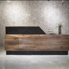 Reception Desk Warm Oak and Black 94in b
