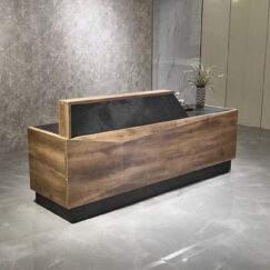 Reception Desk Warm Oak and Black 94in c