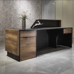 Reception Desk Warm Oak and Black 94in e