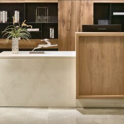 Reception Desk White and Oak 78in long b