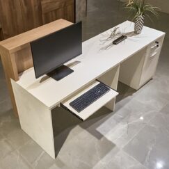 Reception Desk White and Oak 78in long c