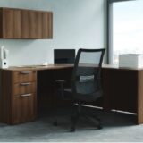 Walnut L Shape with small wall mounted hutch