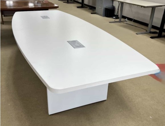 White 10ft Boat Shape Conference Table a White 10ft Boat Shape Conference Table a