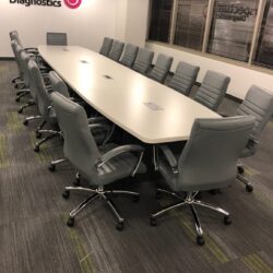 White Conference Table Boat Shape 18ft White and Gray BB