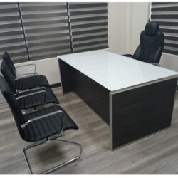 White Glass Desk with Gray Base