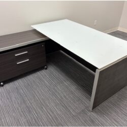 White Glass L Shape with drop down return