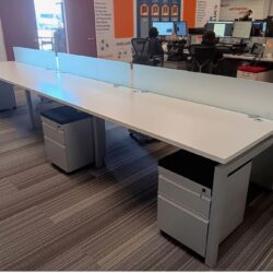White Cubicles 6pod with Silver legs and files