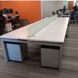 White Cubicles 6pod with Silver legs and files c